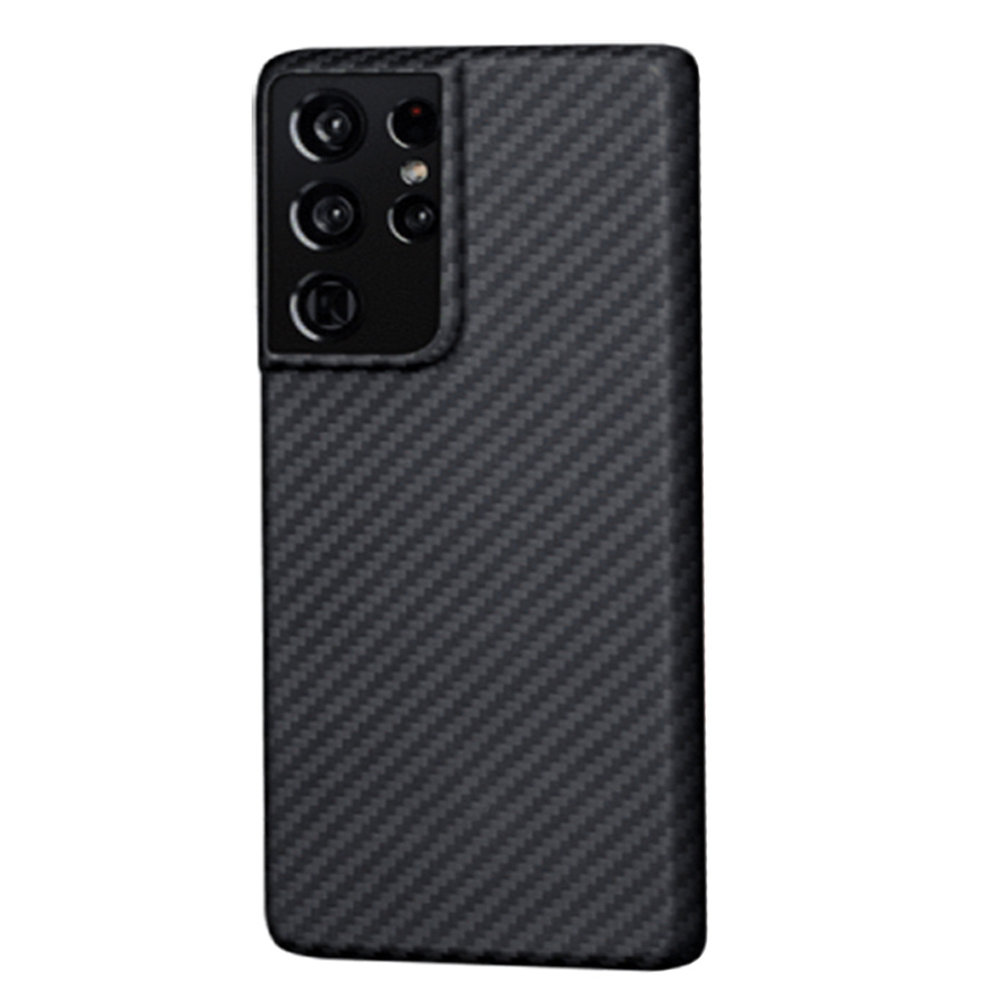 Кевларовый чехол без ободка DiXiS Carbon Case для Samsung S21 Ultra (BS21U-CMB) матовый черный  #1