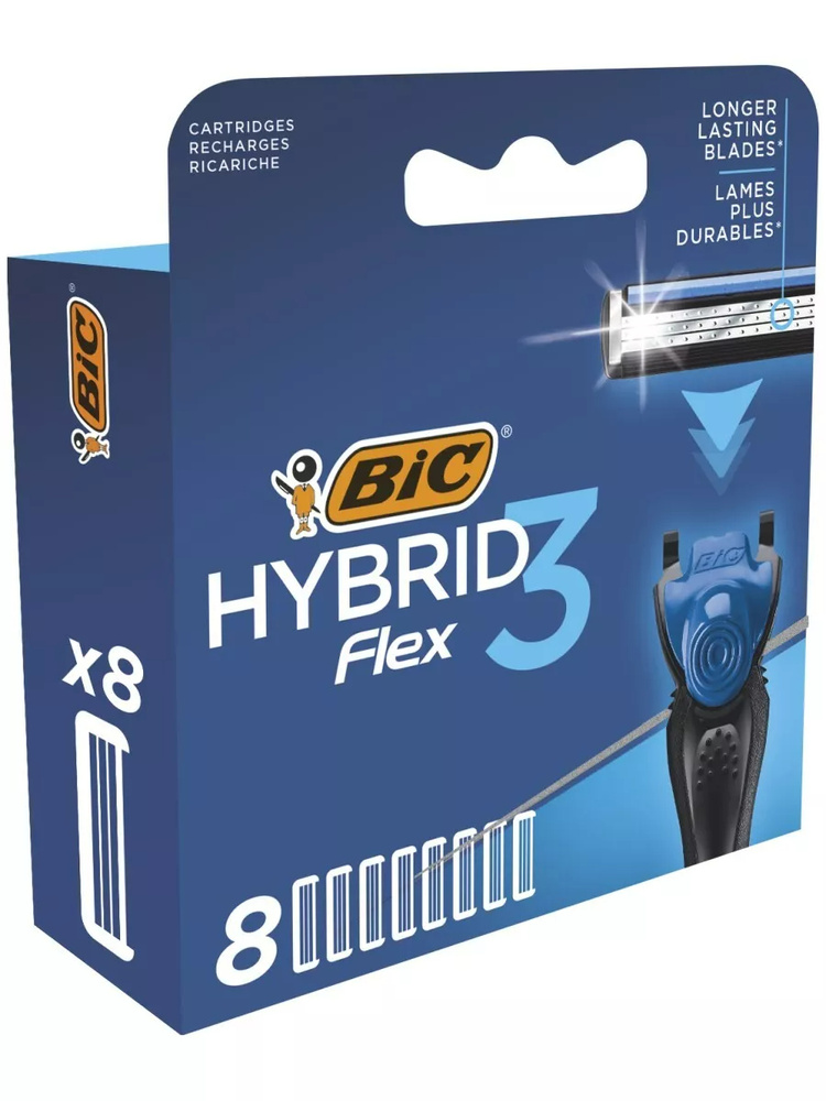 BIC Сменные кассеты "Flex 3 Hybrid", 3-лезв., увл.полоска (8 сменных кассет)  #1