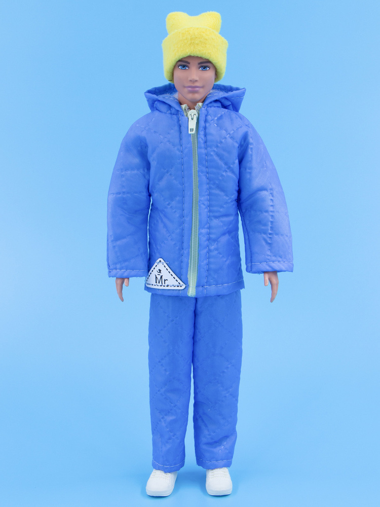 Одежда для кукол Модница Пуховик, штаны и шапка для куклы Кен 29-30 см (мужской) синий  #1