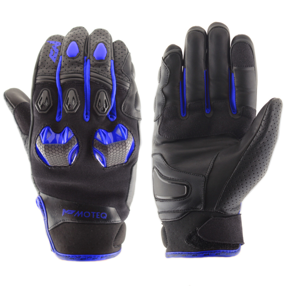 Перчатки мотоциклетные MOTEQ Stinger 4 клапана вентиляции, мужские, черный/синий, размер M  #1