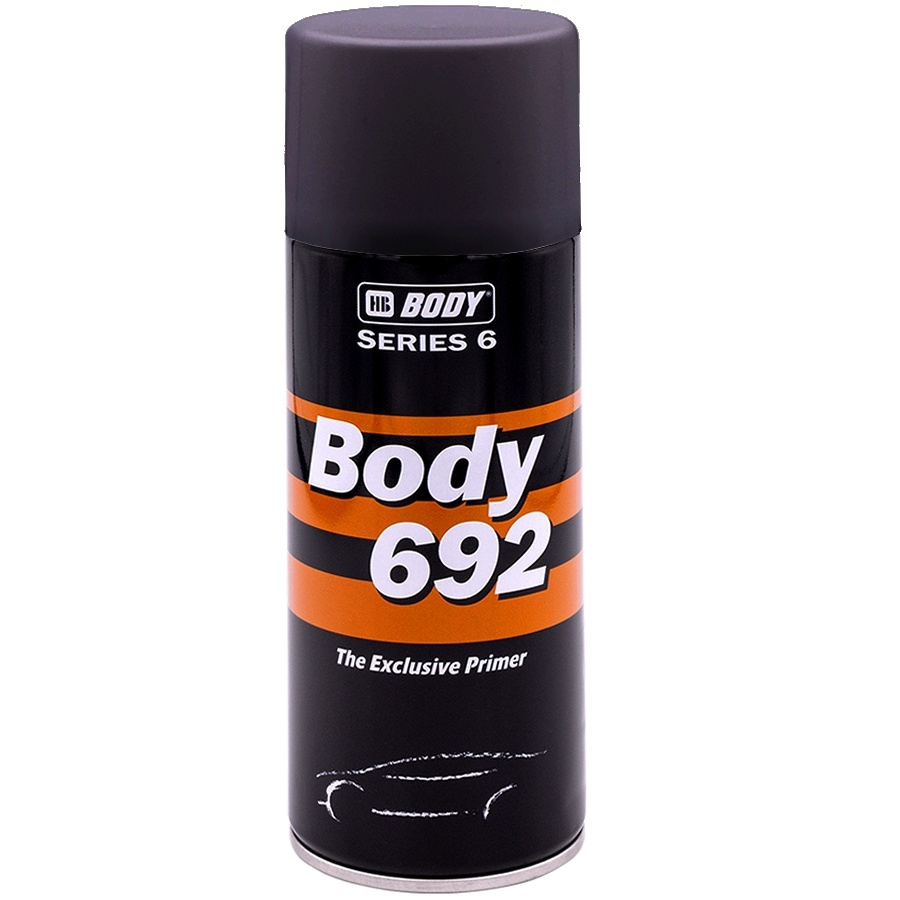Грунт-наполнитель HB BODY "BODY 692", антикоррозийный, черный, аэрозоль, 400 мл.  #1