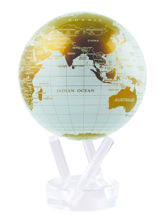 Глобус самовращающийся MOVA GLOBE d12 см с политической картой Мира (белый с золотом)  #1