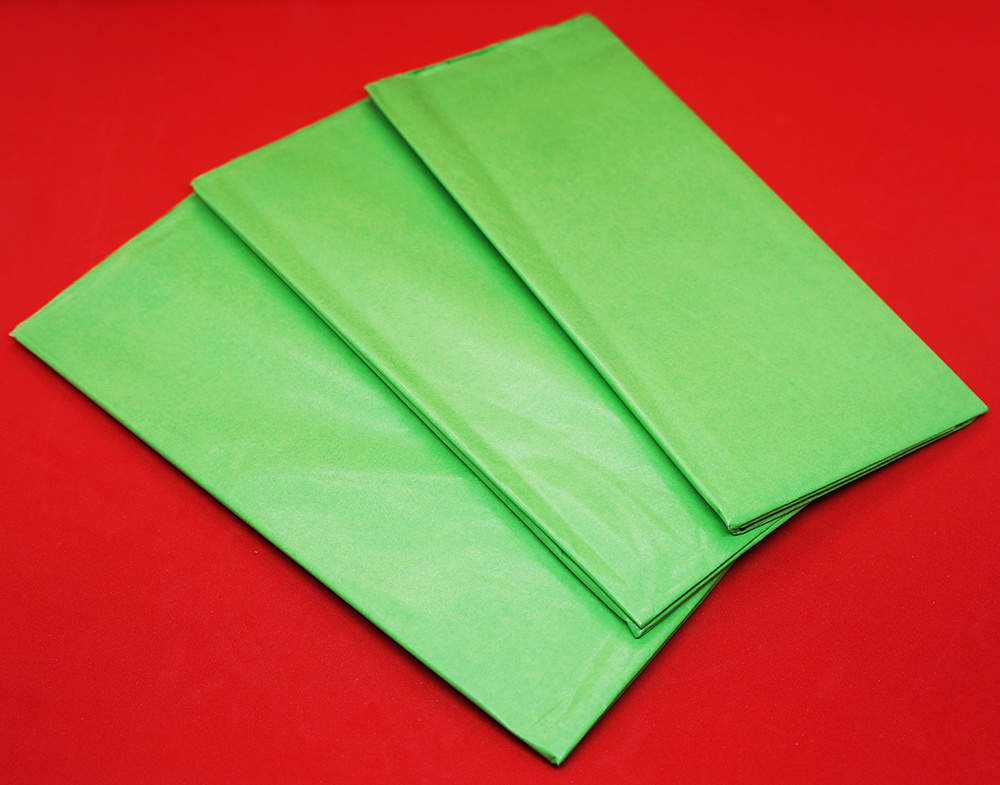 Бумага упаковочная тишью 30 листов 51x66см. цвет зеленый #1