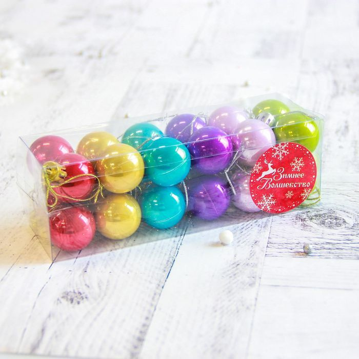 Набор шаров пластик д-3 см, 24 шт "Глянец" , разноцветный #1