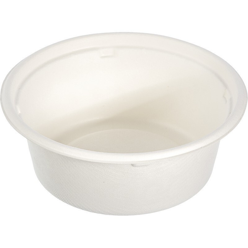 Тарелка одноразовая д/супа, d-130мм, 350мл белая, сахарный тростник 50шт/уп  #1