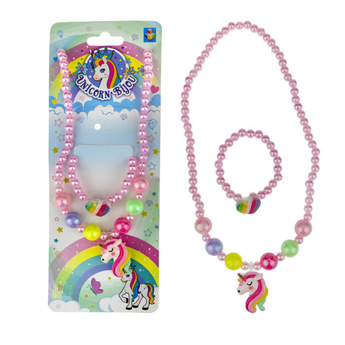 Набор бижутерии для девочки 1TOY Unicorn Bijou, украшения, детские бусы с единорогом и браслет  #1