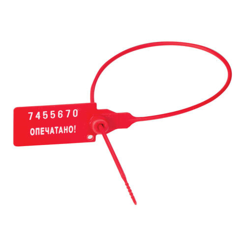 Пломбы пластиковые номерные УНИВЕРСАЛ, самофиксирующиеся, длина рабочей части 320 мм, красные, 50 штук #1