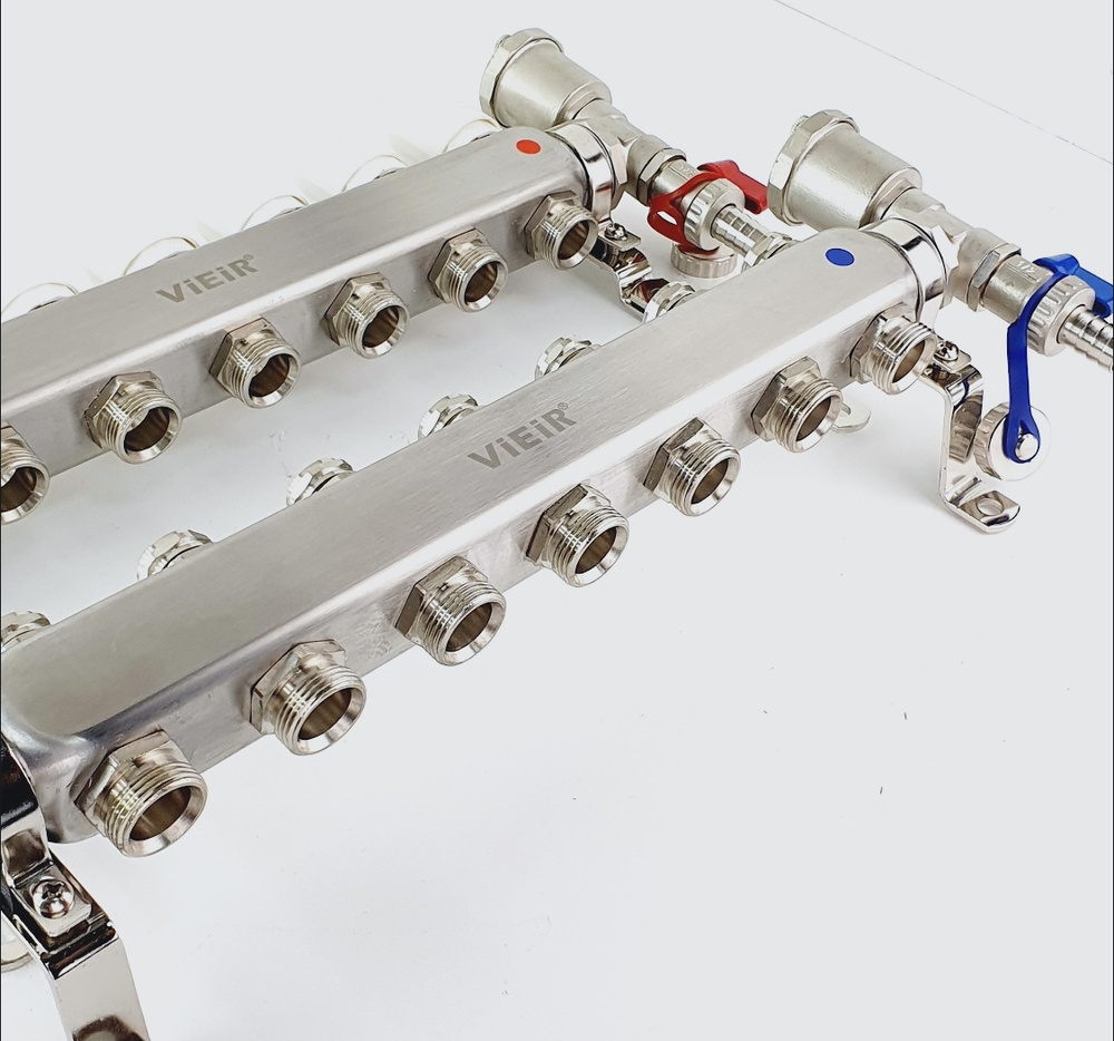 Коллекторная группа 12 выходов ViEiR, нержавейка для радиаторов 1х3/4"  #1