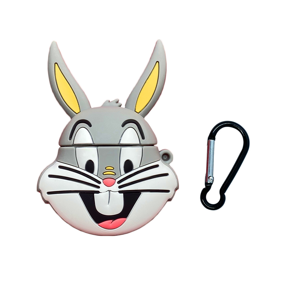 Чехол для наушников Air Pods 1/2, Багз Банни (Bugs Bunny) серый #1