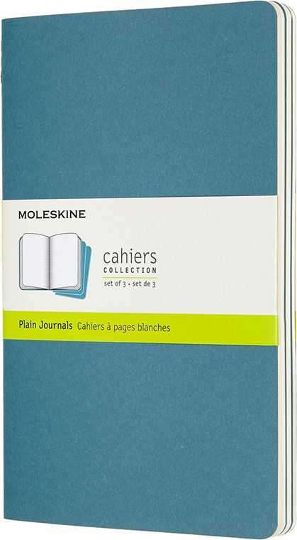 Блокнот без разметки Moleskine Cahier Journal Large, В6, сшитый, 40 л, 3 шт, голубой  #1