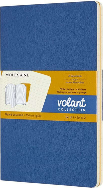 Блокнот в линейку Moleskine Volant, В6, клеевой, 48 л, 2 шт, синий, желтый  #1