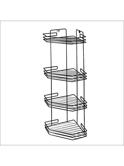 Полка для ванной черная матовая 4 секции, Алтайский металлист, 20,5*20,5*72см  #1