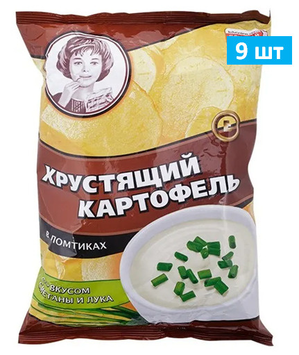 Чипсы Хрустящий Картофель Сметана Лук, 9 шт по 160 г #1