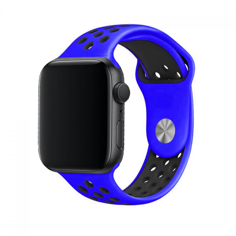 Силиконовый спортивный ремешок для смарт часов Apple Watch (Эпл Вотч) (series 1-6) 42/44 mm с перфорацией, #1