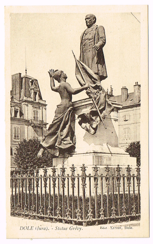 Доль (Юра). Памятник Греви. Почтовая карточка (открытка). Франция, 1930 гг  #1