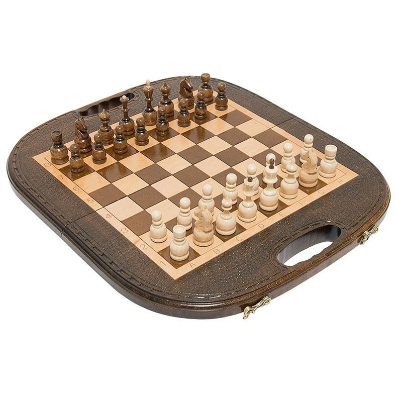 Шахматы + нарды резные Овальные 40, Haleyan подарочные средние малые деревянные из бука резаные 40х40 #1