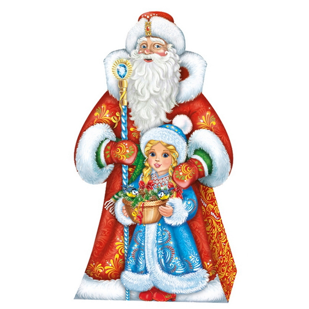Ecoteka Коробка подарочная Новогодняя "Дед Мороз и Снегурочка" для упаковки конфет и подарков, подарок #1