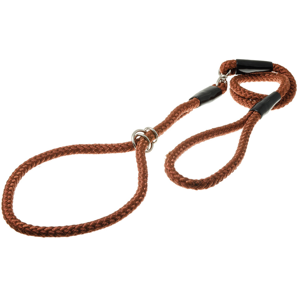 Ринговка для собак, круглая с кольцом, обхват до 66 см, нейлон ширина 10 мм, длина 120 см, красно-коричневая, #1