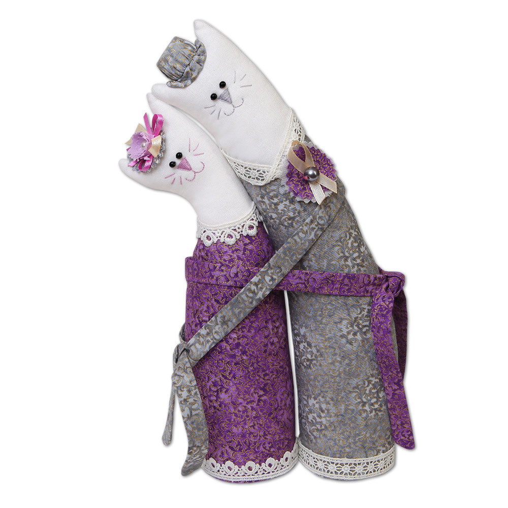 Набор для шитья (изготовления) куклы (игрушки) "Miadolla" C-0104 Коты-обнимашки серебряные  #1