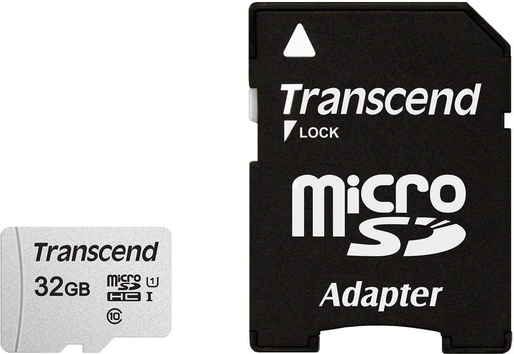 Карта памяти 32 Гб Micro SDHC Transcend Class 10 UHS-I U-1 (TS32GUSD300S-A) с адаптером  #1