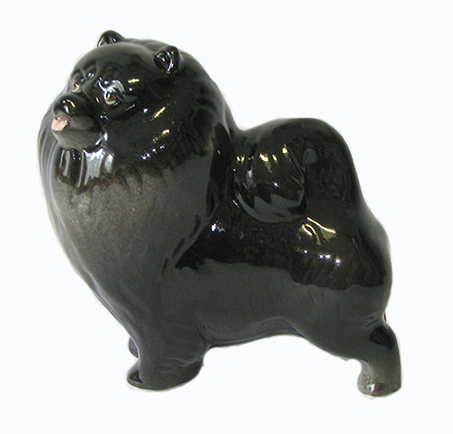 Шпиц померанский (окрас черный) Фарфоровая статуэтка собаки  #1