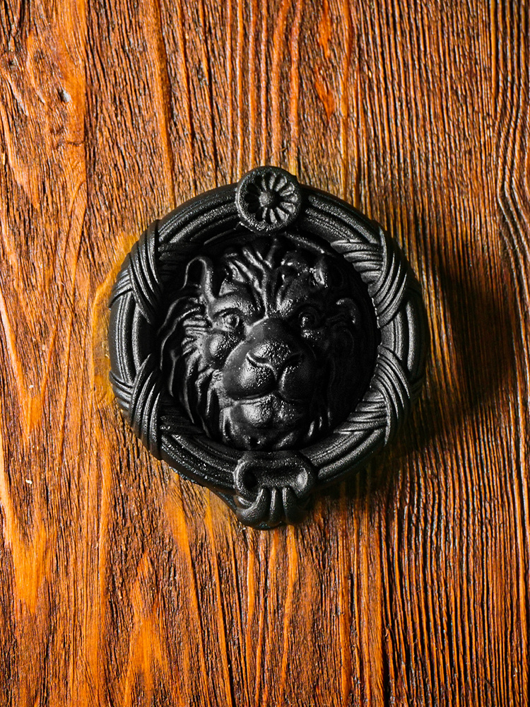 Дверной молоток "Лев" цвет черный/ручка-скоба/стучалка для двери  #1