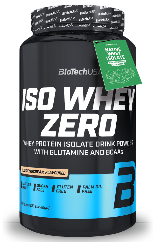 Сывороточный протеин изолят BioTechUSA Iso Whey Zero 908 г. печенье-крем  #1