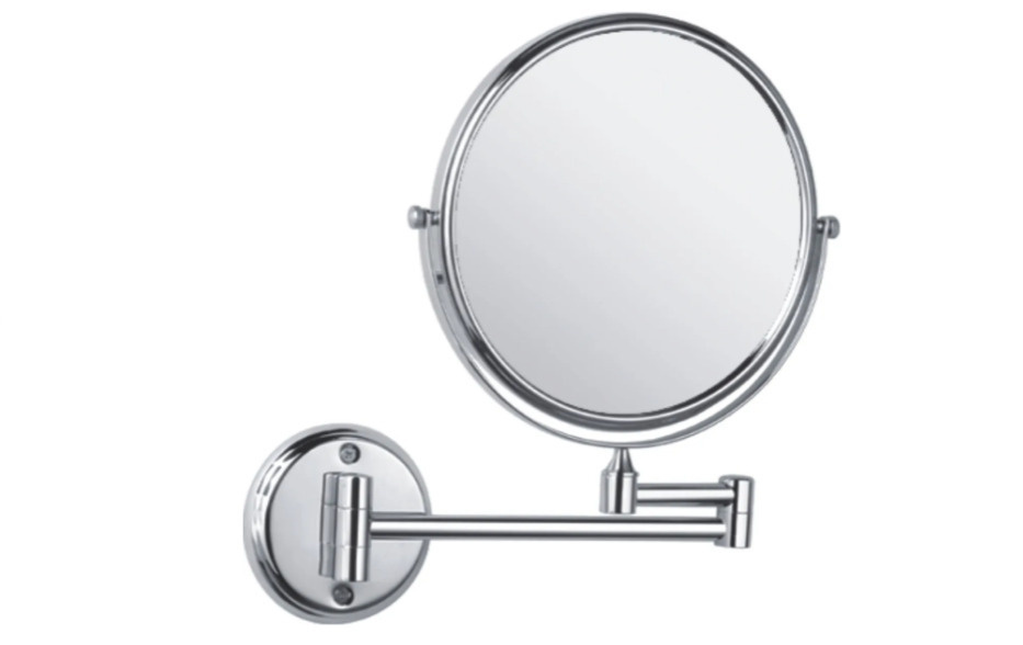 HAIBA Зеркало косметическое круглое двухстороннее двукратное увеличение настенное поворотное для ванной #1
