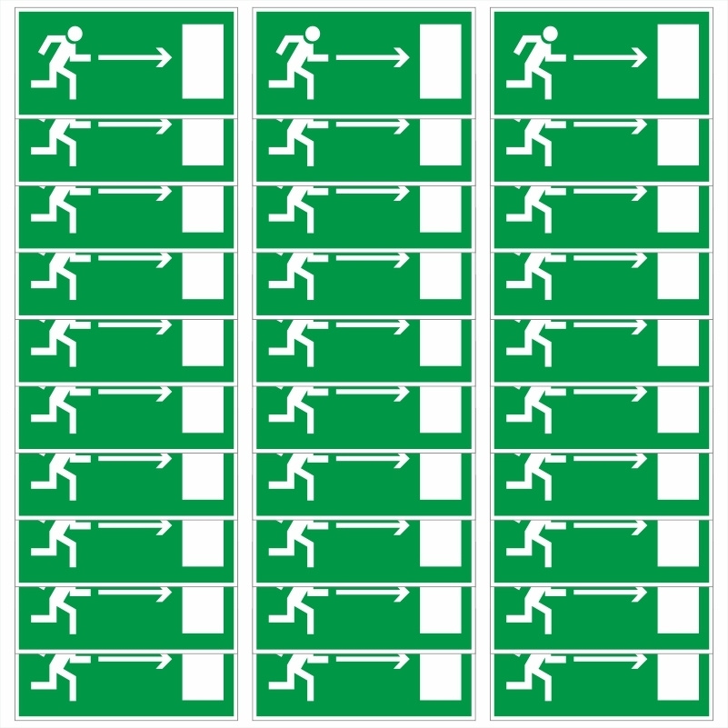 Знак-табличка E03 "Направление К Эвакуационному Выходу Направо" 500х250 мм из пластика толщиной 3 мм #1