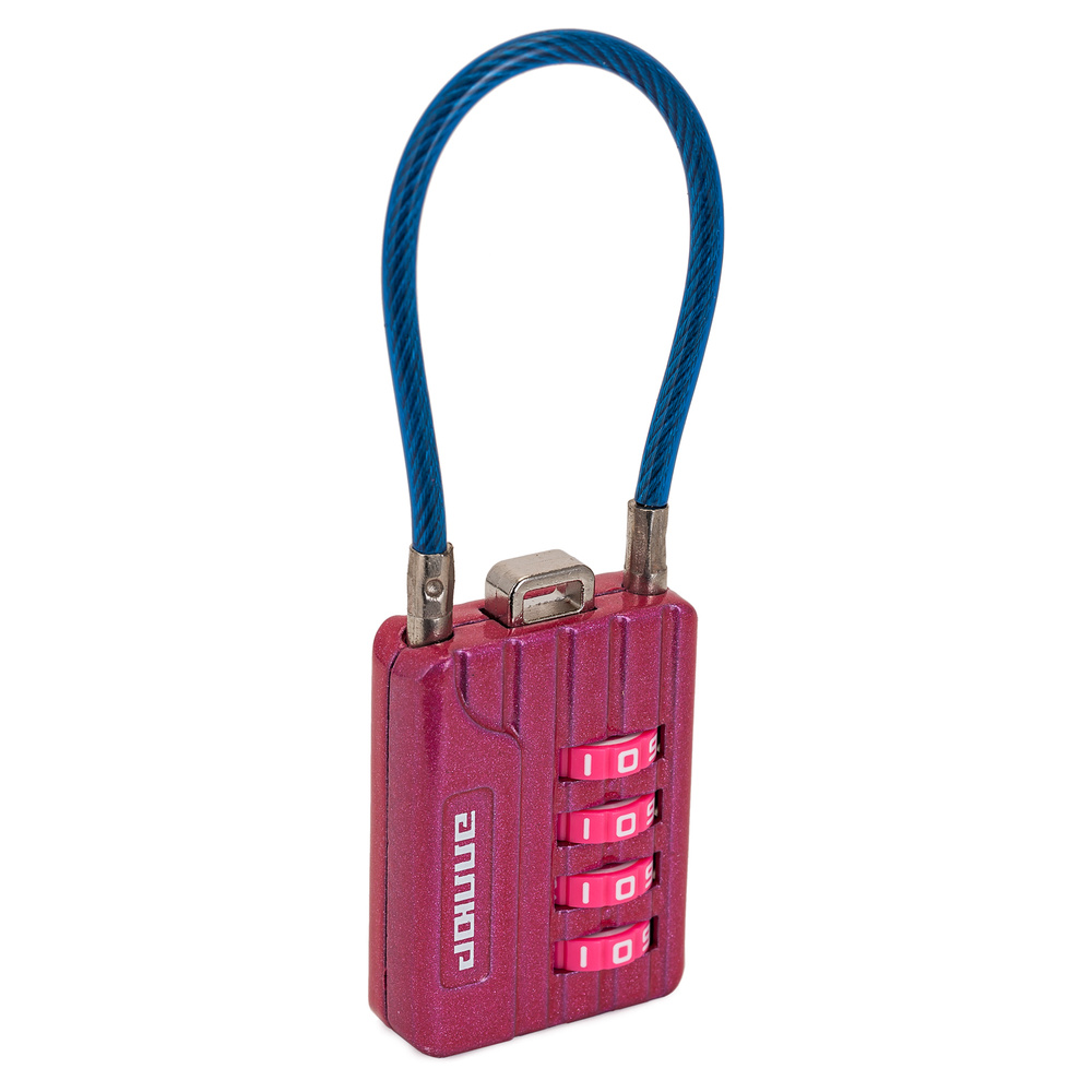 Замок багажный кодовый (для багажа) с тросом, цвет розовый, дужка 3мм АЛЛЮР ВС1КТ-30/3 (H2)  #1