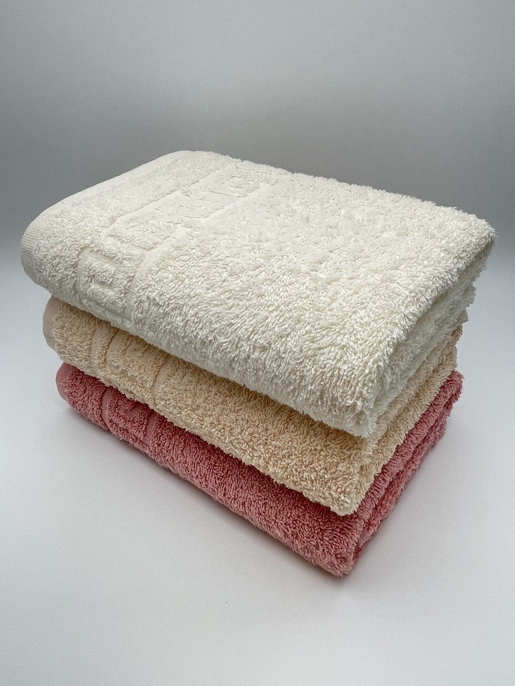 Набор полотенец для лица, рук или ног TM Textile, Хлопок, 50x90 см, розовый, светло-бежевый, 3 шт.  #1