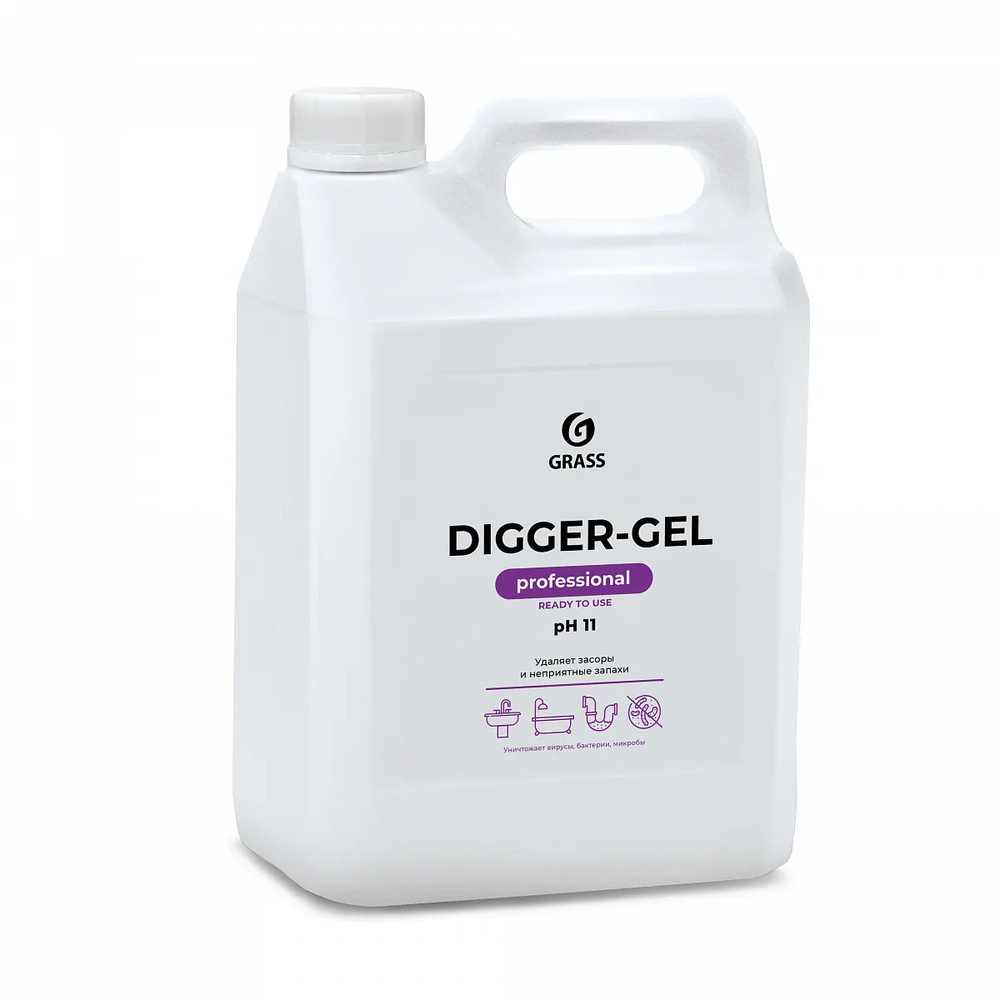 Щелочное средство для прочистки канализационных труб Grass Digger gel 5л  #1