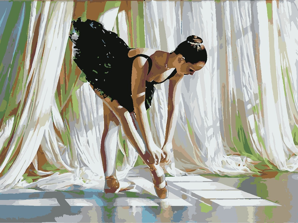 Картина по номерам Hobruk "Балерина", на холсте на подрамнике 40х50, раскраска по номерам, девушка / #1