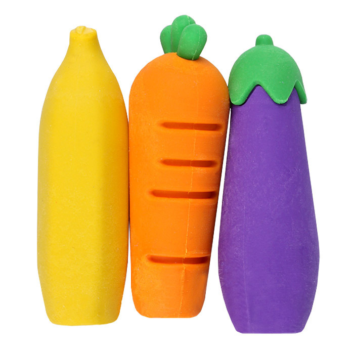 Ластики для школы фигурные на карандаш набор 3шт "Овощи"  #1