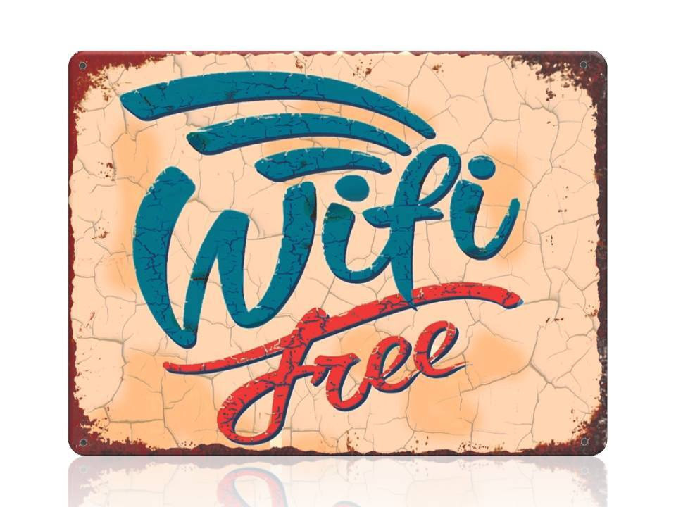 Информационная табличка для заведений Вайфай Wi-Fi, металл, 20х30 см.  #1