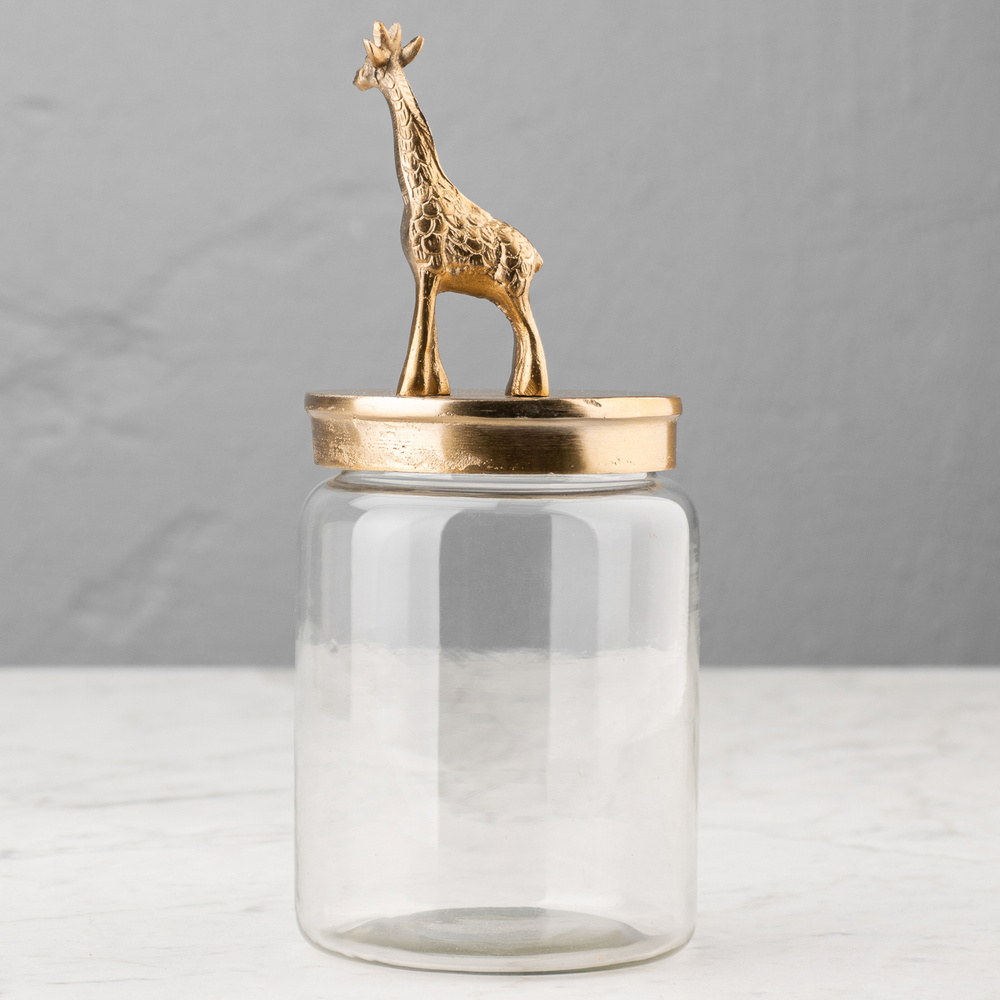 Ёмкость для хранения Decorative Jar With Giraffe Figure Gold #1