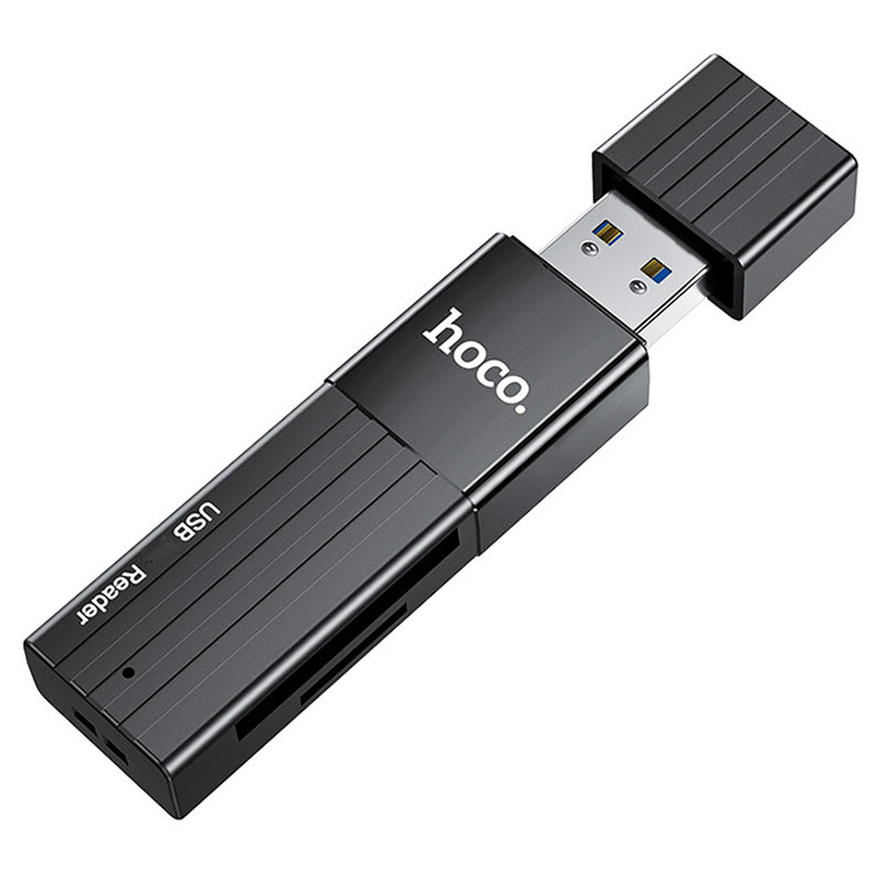 Картридер HOCO HB20 USB переходник USB 2.0, для SD и Micro SD, черный #1