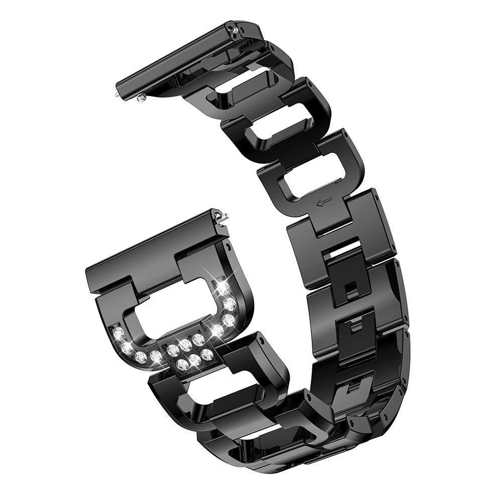 Металлический ремешок со стразами 20 мм для Samsung Galaxy Watch 42mm - черный  #1