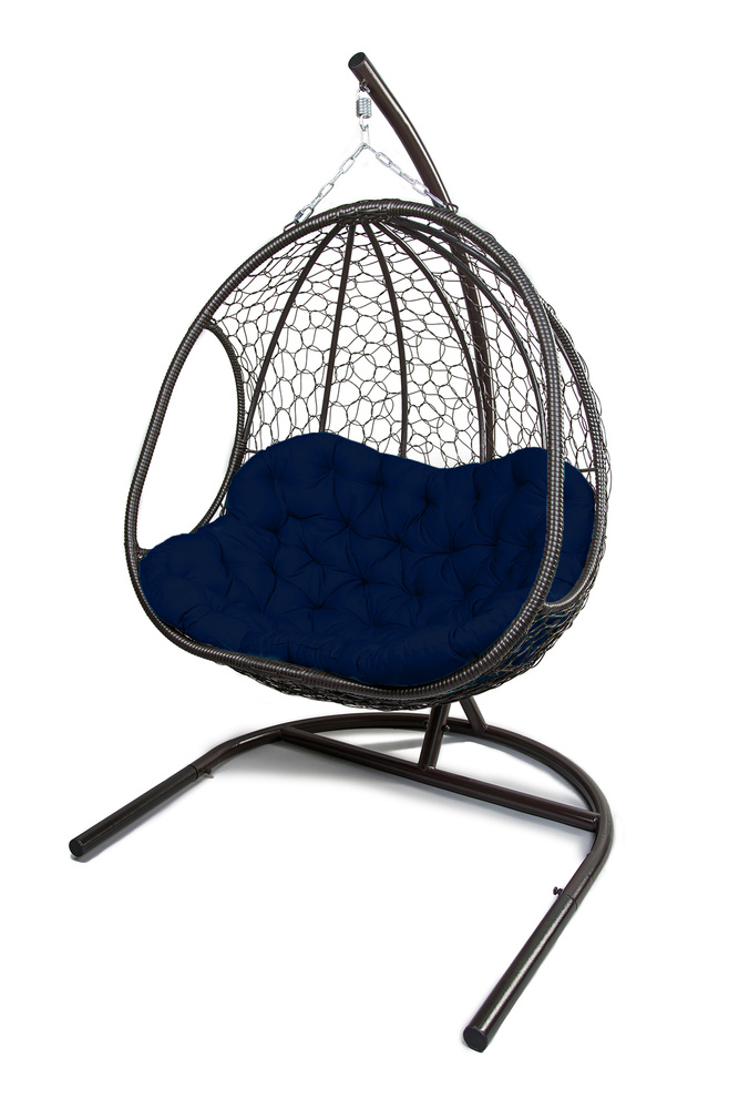 Подвесное садовое кресло Гермес на стойке, KALYMERA, плетеный ротанг, мягкое сиденье, двухместное, синий #1