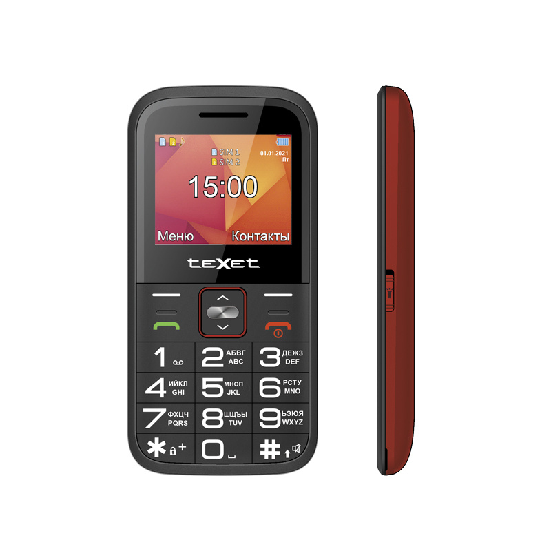 Мобильный телефон TEXET TM-B418 красный, с док-станцией, 1400мАч, кнопка SOS  #1