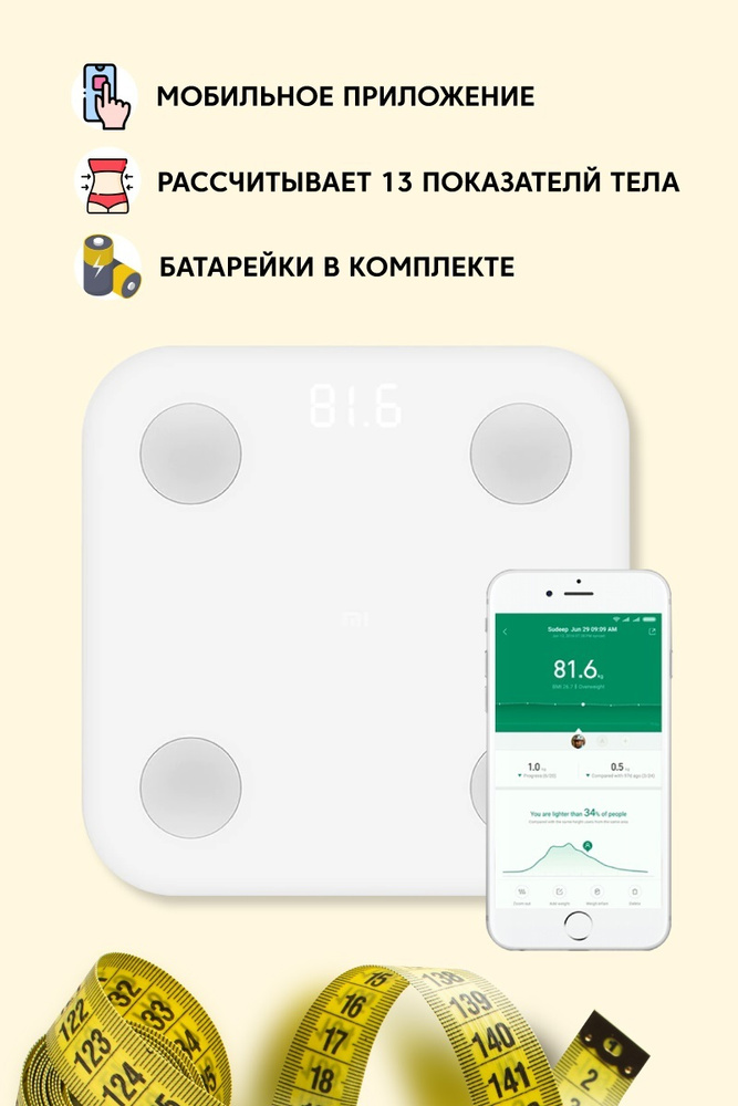 Напольные весы Xiaomi Mi Body Composition Scale 2, белый._XMTZC05HM ...