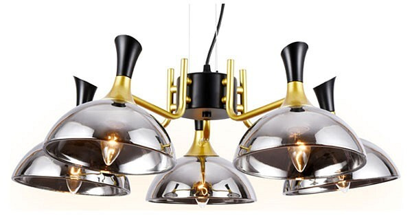 Подвесной светильник Ambrella Traditional 5 TR9082/5 BK/GD/SM черный/золото/дымчатый E27/5 max 40W D750*750 #1