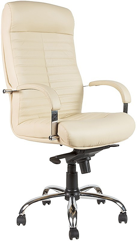 Кресло компьютерное игровое Евростиль офисное кресло, кресло руководителя Орион Хром, кожа бежевая  #1
