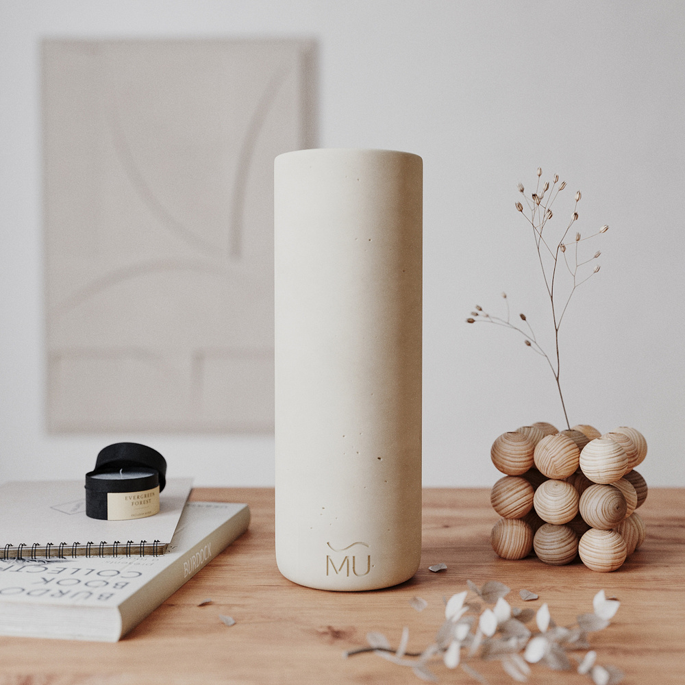 Декоративная ваза для сухоцветов Astrid Matte, 25 см, бетон, кремовая матовая  #1