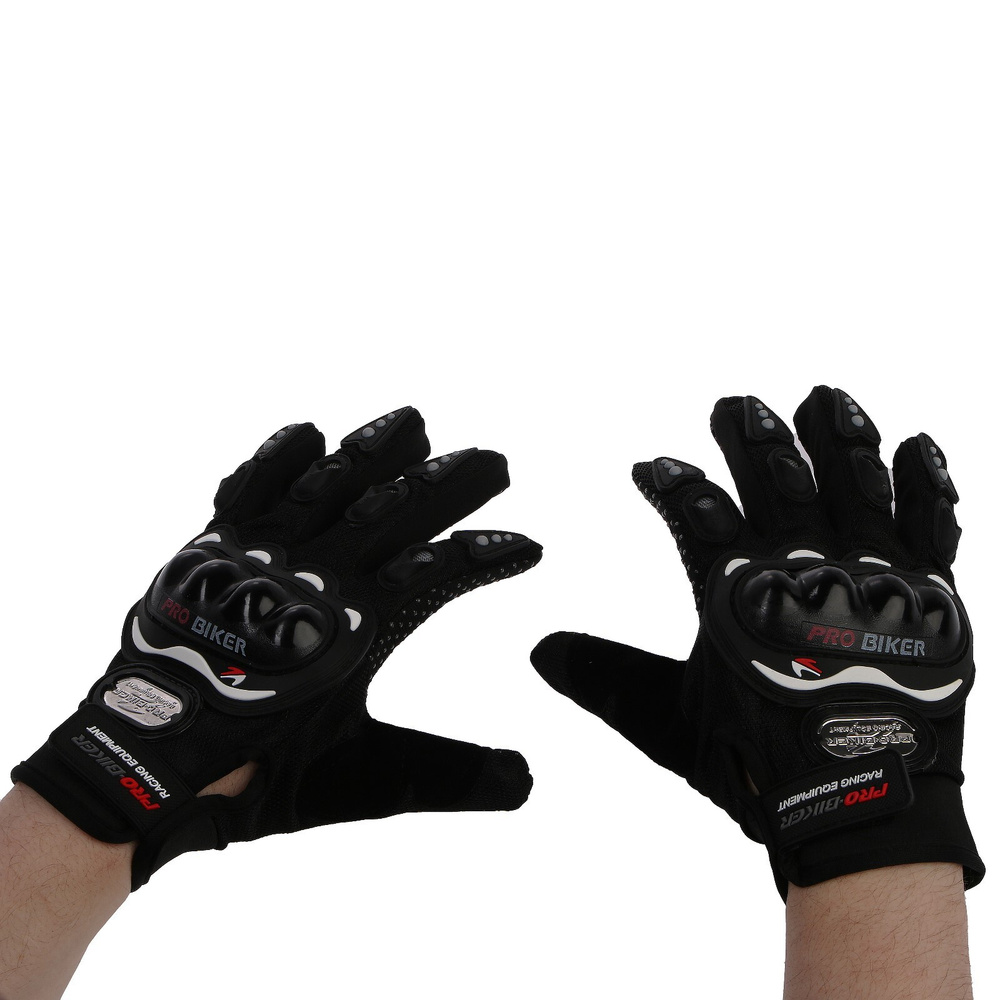 Перчатки для езды на мототехнике, с защитными вставками, пара, размер M, черные  #1