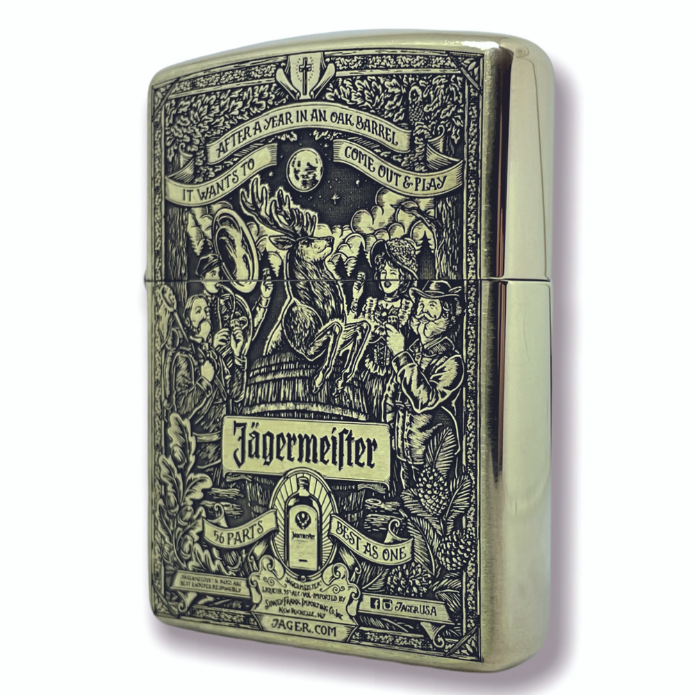 Зажигалка бензиновая Zippo Armor с гравировкой Jagermeister - купить с  доставкой по выгодным ценам в интернет-магазине OZON (561596121)