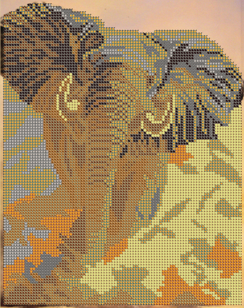 Схема (без страз), ткань, Алмазная мозаика "Слон", картина Диамант, 27,5х35  #1