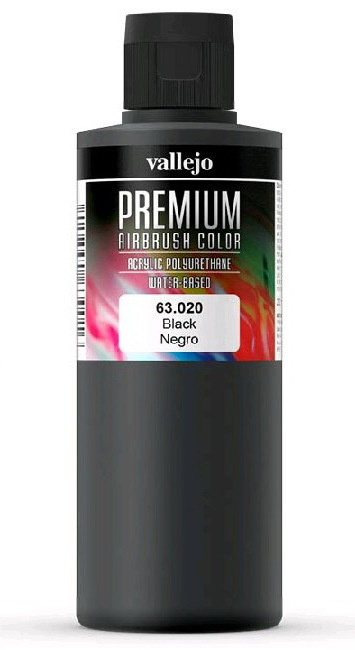 Черный. Краска акрил-уретановая Vallejo Premium 200мл #1