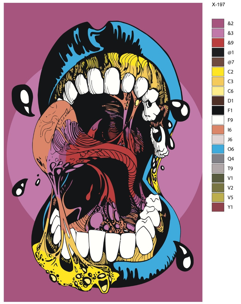 Картина по номерам X-197 "Рот" 50x70 #1