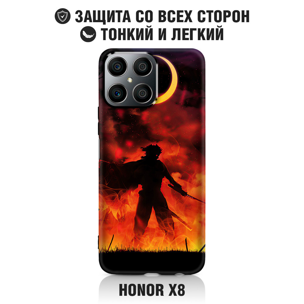 Силиконовый чехол с принтом для Honor X8/ Хонор икс 8 DF hwCase-106 (blue) Art006  #1